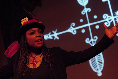 Translations, BBC Africa Beyond, Africa Centre, 2008   - Dzifa's performance focused on the persona and aspects of the Vodun trickster god Legba tracing a journey of how African mythology left the shores of Africa to find new expressions in the New World. Music and sound direction was provided by Zak Akhimien with film and visual projection by Craig Dow.